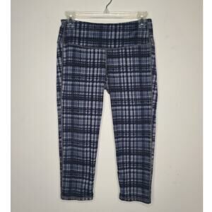 Athleta black grey plaid plaidness chaturanga capri leggings - small  428267